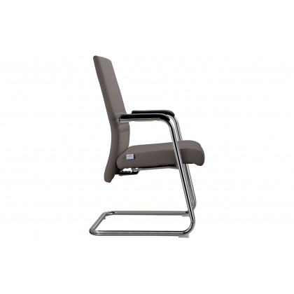 LeisureMod Aleen Mid-Century Modern Office Chair with Upholstered Seat and Metal Armrest - Gray