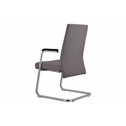 LeisureMod Aleen Mid-Century Modern Office Chair with Upholstered Seat and Metal Armrest - Gray