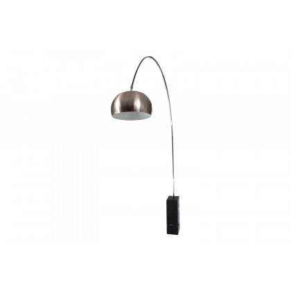 LeisureMod Arco Modern Floor Lamp with Marble Cube Base - Black