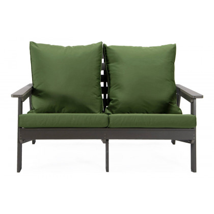 LeisureMod Alpine Modern Polystyrene 4-Peice Patio Conversation Set - Dark Green