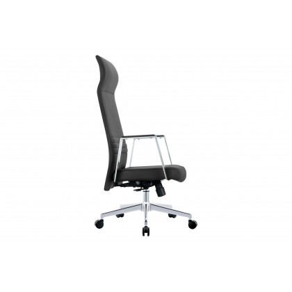 LeisureMod Aleen Modern High-Back Office Chair in Upholstered Leather and Iron Frame - Black