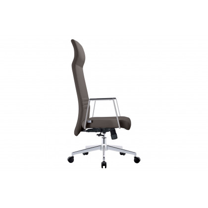 LeisureMod Aleen Modern High-Back Office Chair in Upholstered Leather and Iron Frame - Gray