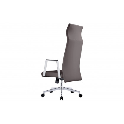LeisureMod Aleen Modern High-Back Office Chair in Upholstered Leather and Iron Frame - Gray