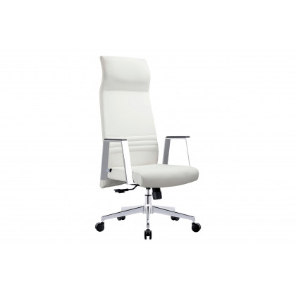 LeisureMod - Aleen Modern High-Back Office Chair in Upholstered Leather and Iron Frame