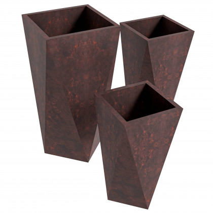 LeisureMod - Aloe Modern Fiberstone and Clay Planters (Set of 3)