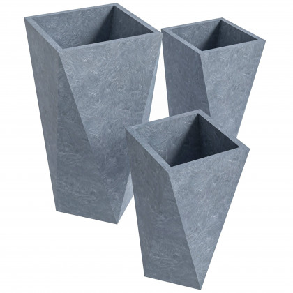 LeisureMod - Aloe Modern Fiberstone and Clay Planters (Set of 3)