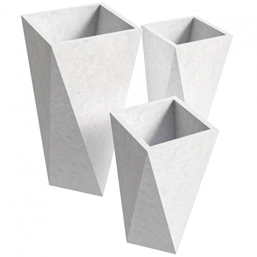 LeisureMod - Aloe Modern Fiberstone and Clay Planters (Set of 3)