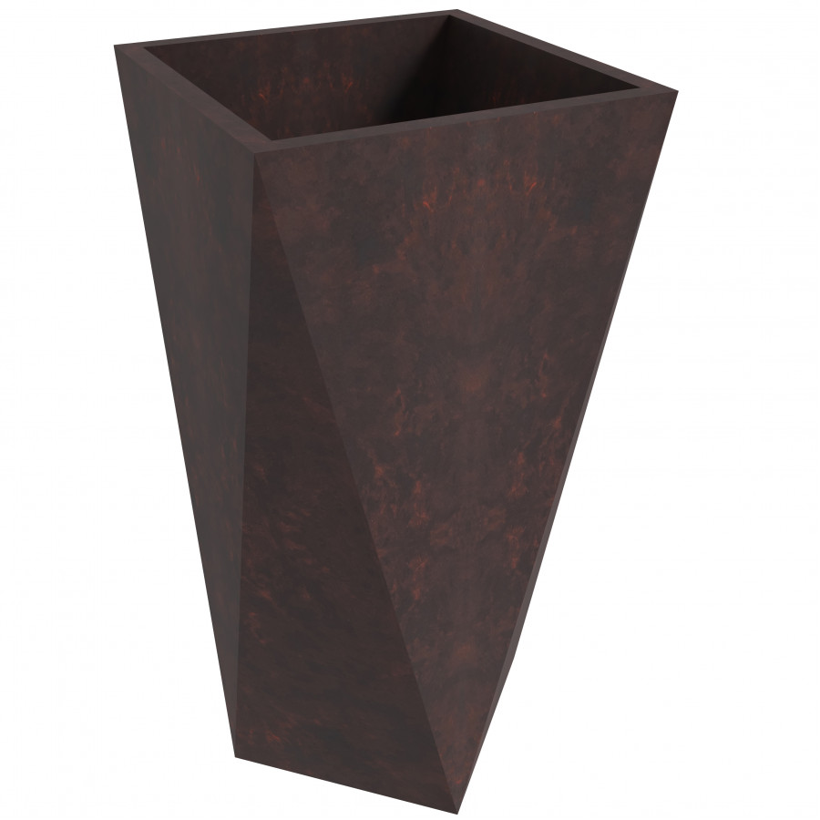 LeisureMod Aloe Modern 24" Fiberstone and Clay Planter - Brown