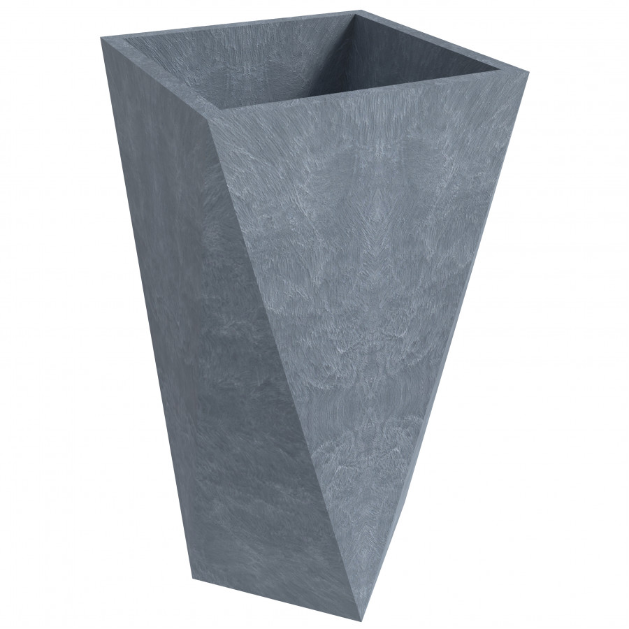 LeisureMod Aloe Modern 35" Fiberstone and Clay Planter - Gray