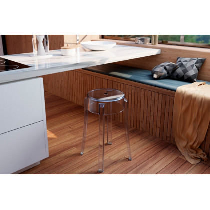 LeisureMod - Averill Modern Plastic Dining Stool With Sturdy Seat And Legs (Set Of 2)