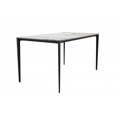 LeisureMod - Avo Modern 55" Rectangular Dining Table with Glass Top and Black Aluminum Legs