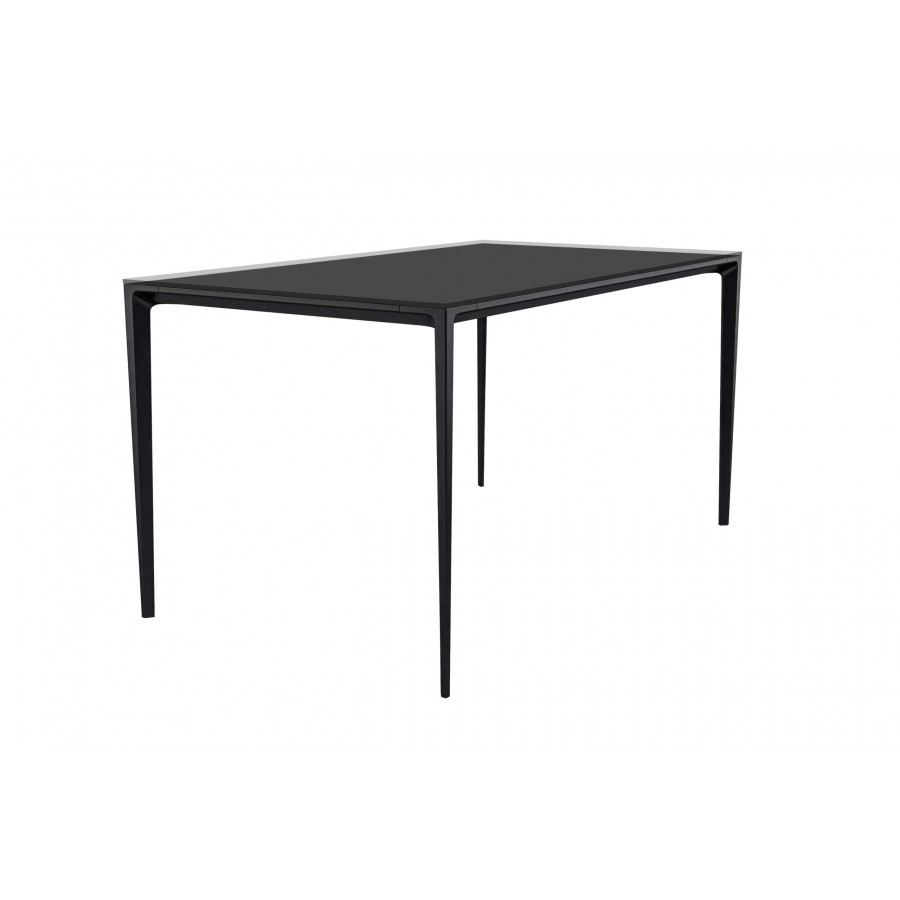 LeisureMod Avo Modern 71" Rectangular Dining Table with Glass Top and Black Aluminum Legs - Clear