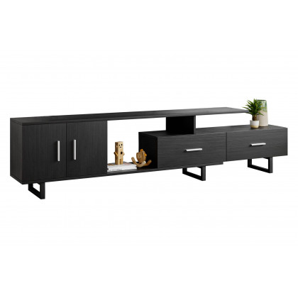 LeisureMod Avery Mid-Century Modern TV Stand with MDF Cabinet - Phantom Gray