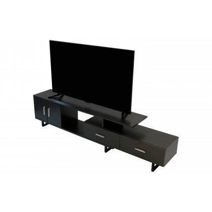 LeisureMod Avery Mid-Century Modern TV Stand with MDF Cabinet - Phantom Gray