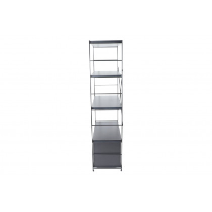 LeisureMod Brentwood Etagere Bookcase With Black Powder Coated Steel Frame And Melamine Board Shelves - Black