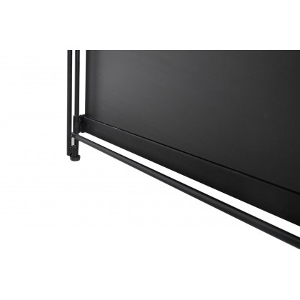 LeisureMod Brentwood Etagere Bookcase With Black Powder Coated Steel Frame And Melamine Board Shelves - Black