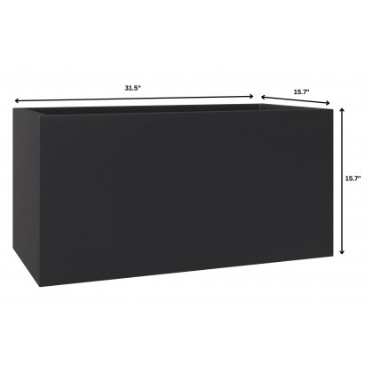 LeisureMod Bloom Mid-Century Modern Rectangular Fiberstone and MGO Clay Planter - Black