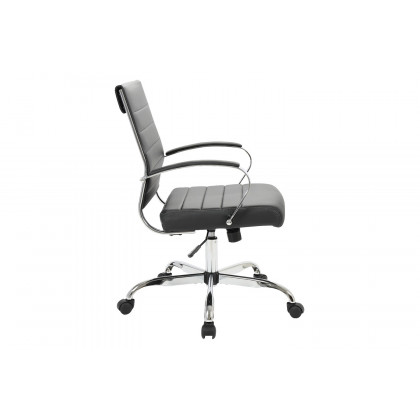 LeisureMod Benmar Home Leather Office Chair with Chrome Frame - Black