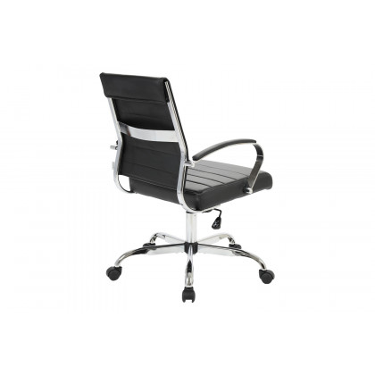 LeisureMod Benmar Home Leather Office Chair with Chrome Frame - Black