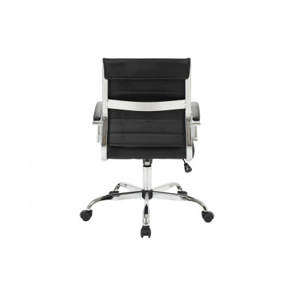LeisureMod Benmar Home Leather Office Chair with Chrome Frame - Black