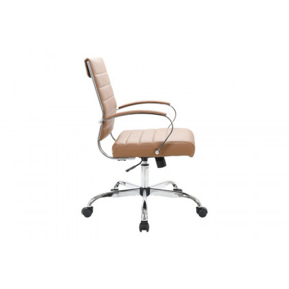 LeisureMod Benmar Home Leather Office Chair with Chrome Frame - Brown