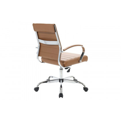 LeisureMod Benmar Home Leather Office Chair with Chrome Frame - Brown
