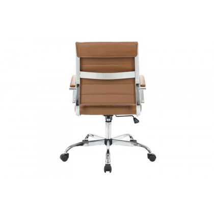 LeisureMod Benmar Home Leather Office Chair with Chrome Frame - Brown