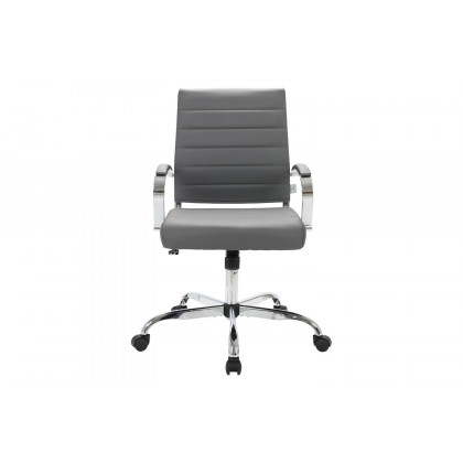 LeisureMod Benmar Home Leather Office Chair with Chrome Frame - Gray