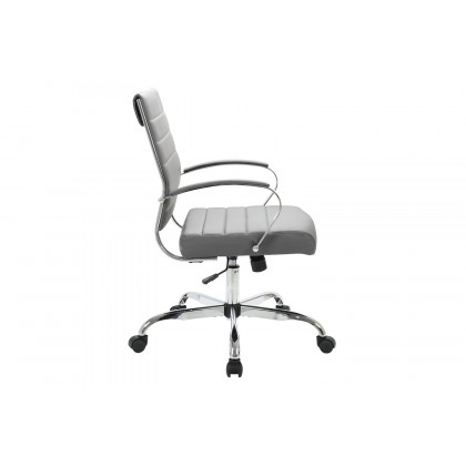 LeisureMod Benmar Home Leather Office Chair with Chrome Frame - Gray
