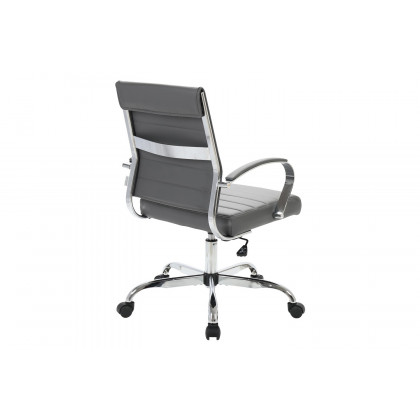 LeisureMod Benmar Home Leather Office Chair with Chrome Frame - Gray