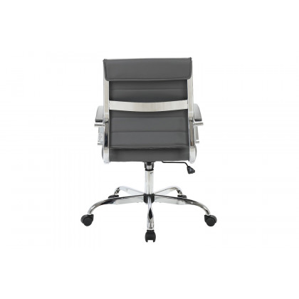 LeisureMod Benmar Home Leather Office Chair with Chrome Frame - Gray