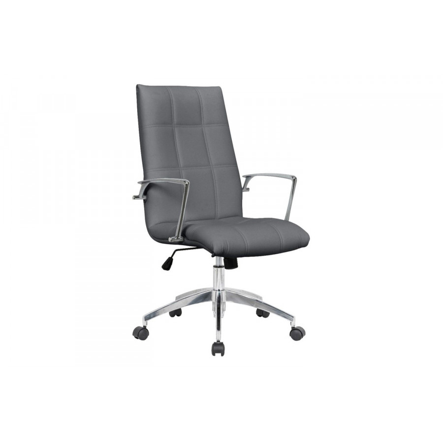 LeisureMod Benmar Leatherette Office Chair - Gray