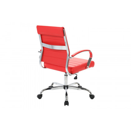 LeisureMod Benmar Home Leather Office Chair with Chrome Frame - Red