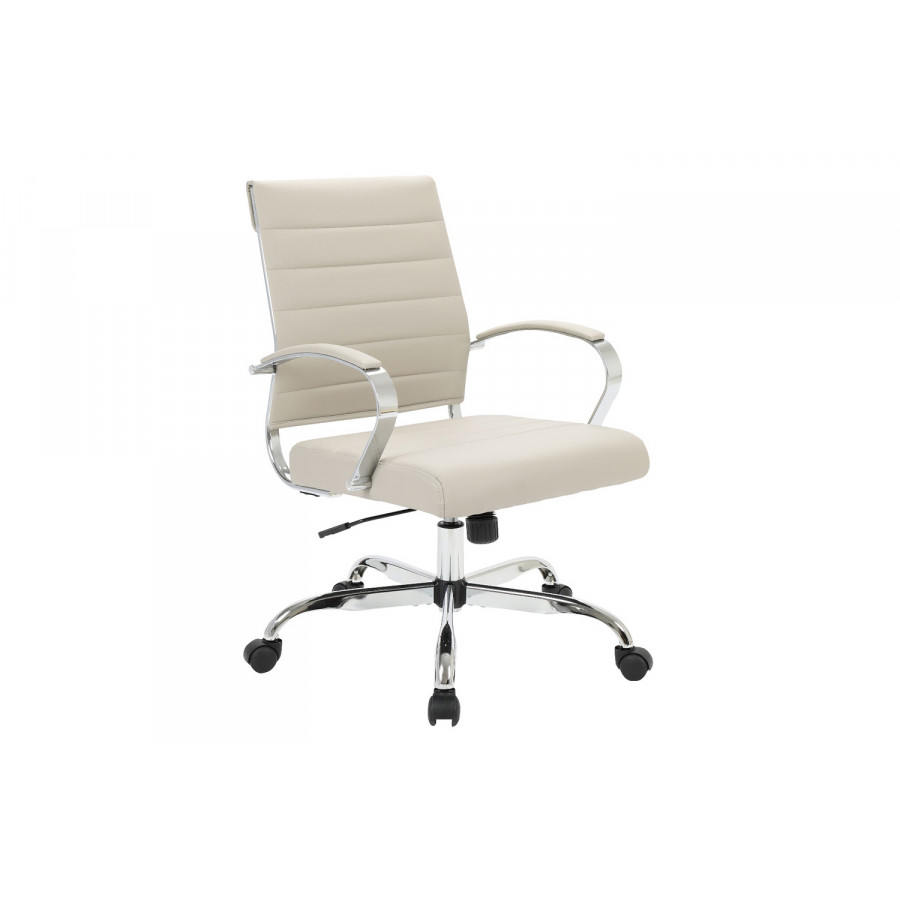 LeisureMod Benmar Home Leather Office Chair with Chrome Frame - Tan
