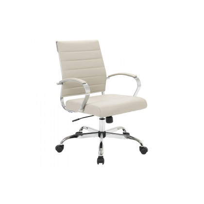 LeisureMod Benmar Home Leather Office Chair with Chrome Frame - Tan