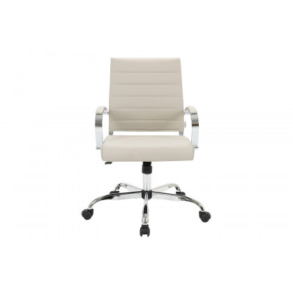 LeisureMod Benmar Home Leather Office Chair with Chrome Frame - Tan