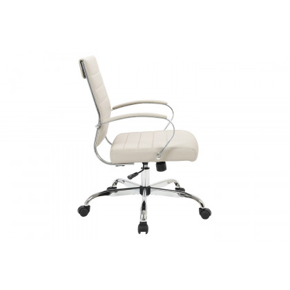 LeisureMod Benmar Home Leather Office Chair with Chrome Frame - Tan