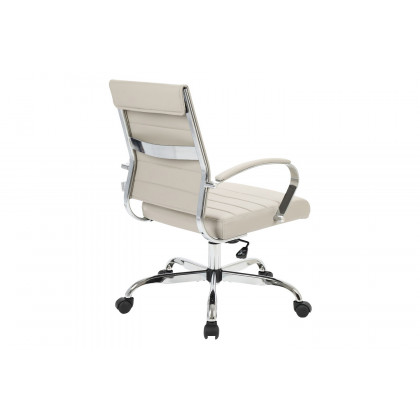 LeisureMod Benmar Home Leather Office Chair with Chrome Frame - Tan