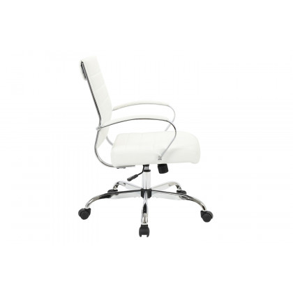 LeisureMod Benmar Home Leather Office Chair with Chrome Frame - White
