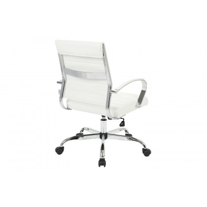 LeisureMod Benmar Home Leather Office Chair with Chrome Frame - White