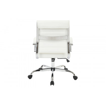 LeisureMod Benmar Home Leather Office Chair with Chrome Frame - White