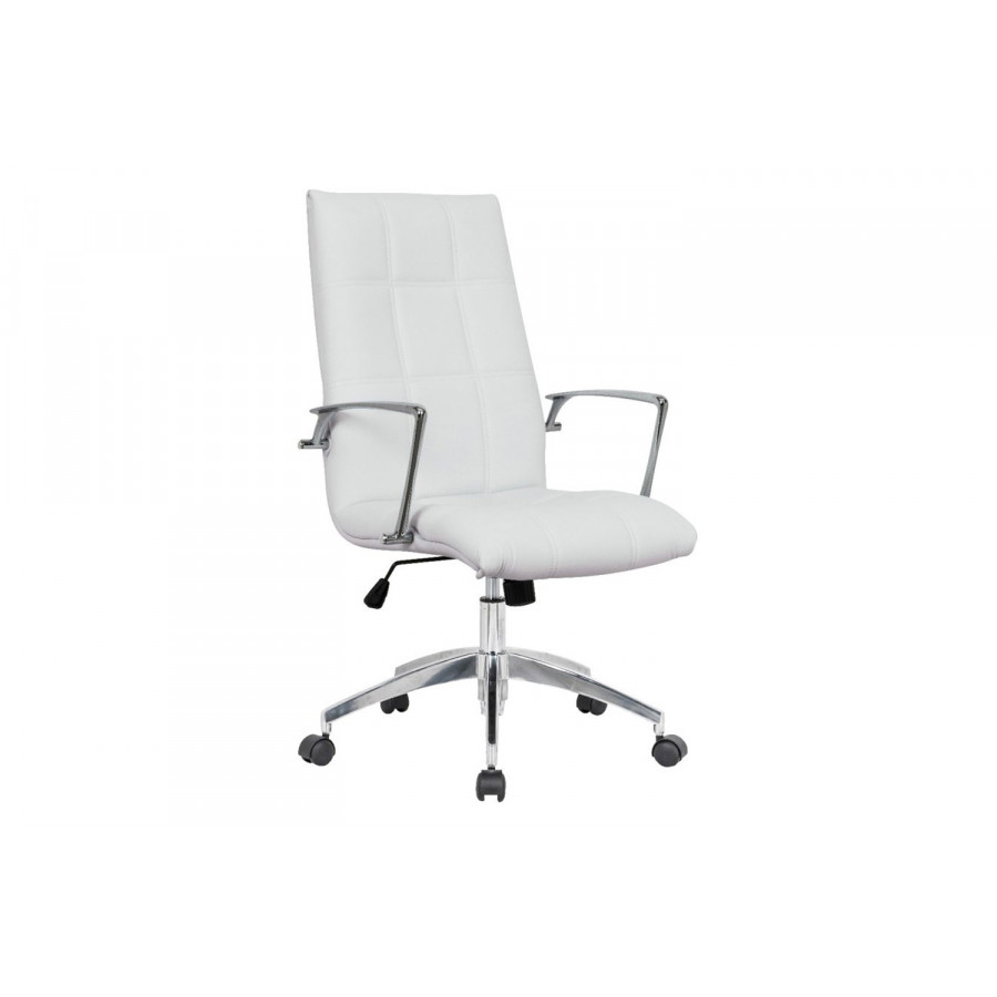 LeisureMod Benmar Leatherette Office Chair - White