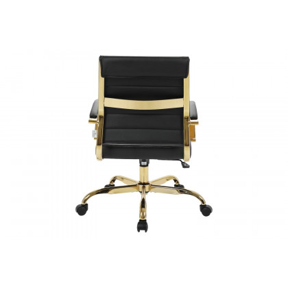 LeisureMod Benmar Home Leather Office Chair with Gold Frame - Black