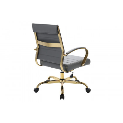LeisureMod Benmar Home Leather Office Chair with Gold Frame - Gray