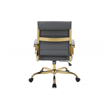 LeisureMod Benmar Home Leather Office Chair with Gold Frame - Gray