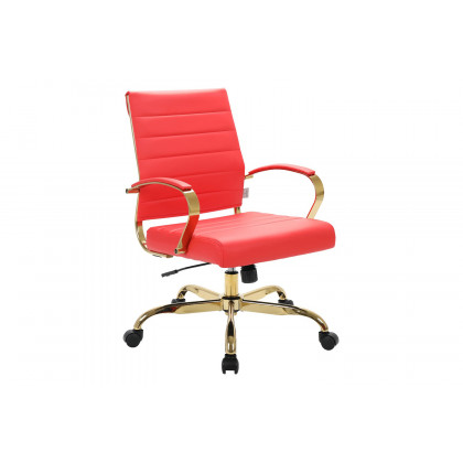 LeisureMod - Benmar Home Leather Office Chair with Chrome Frame