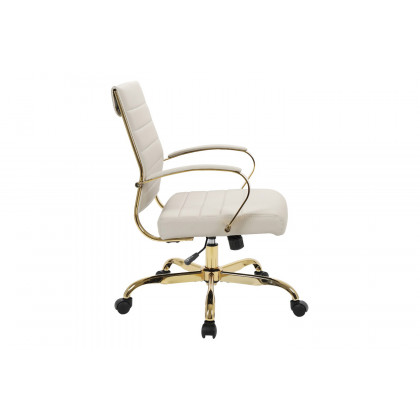 LeisureMod Benmar Home Leather Office Chair with Gold Frame - Tan