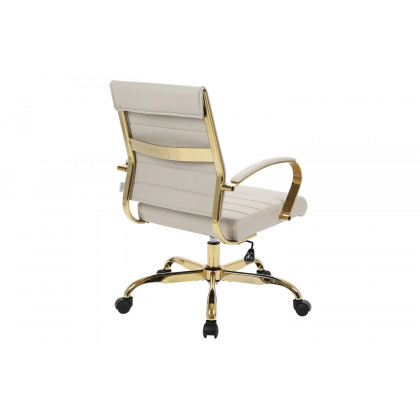 LeisureMod Benmar Home Leather Office Chair with Gold Frame - Tan