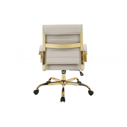 LeisureMod Benmar Home Leather Office Chair with Gold Frame - Tan