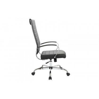 LeisureMod Benmar High-Back Home Leather Office Chair with Chrome Frame - Black